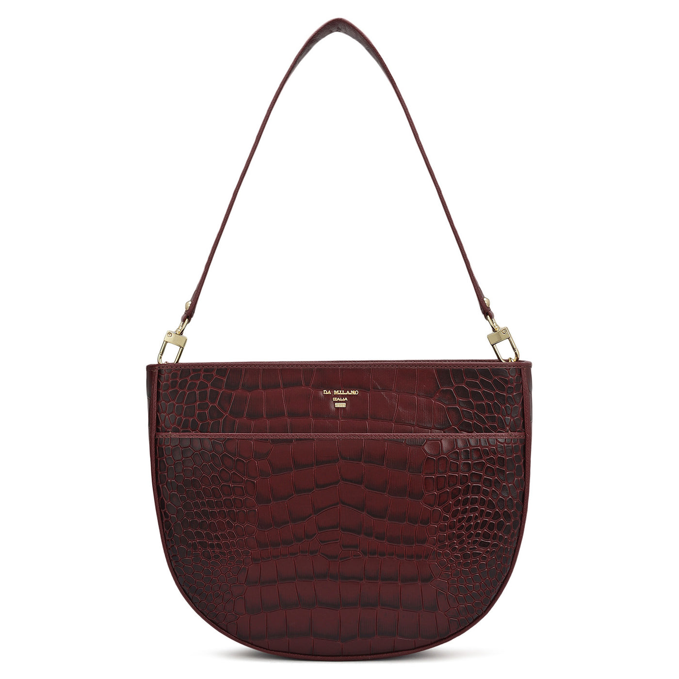 Medium Croco Leather Baguette - Wine