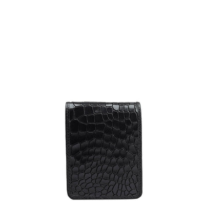 Croco Leather Lipstick Case - Black