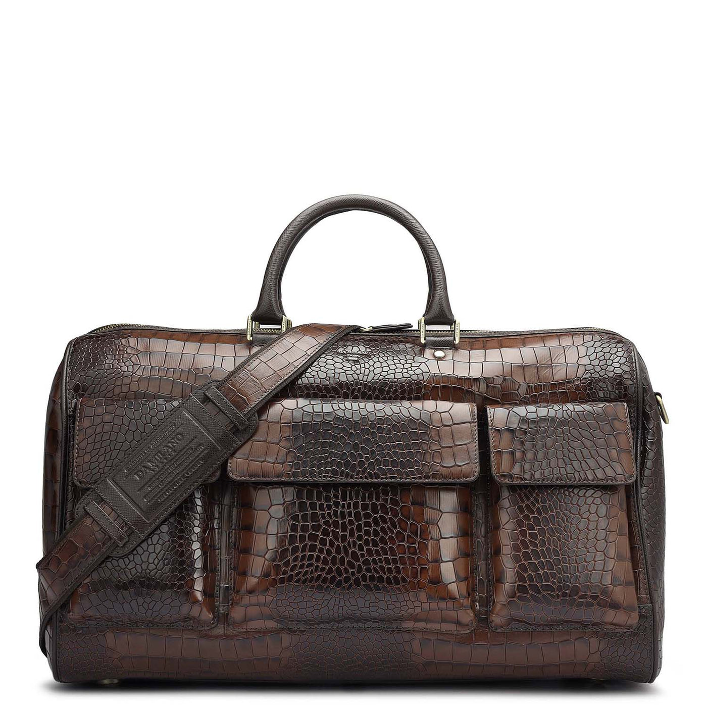 Croco Leather Luggage - Brown