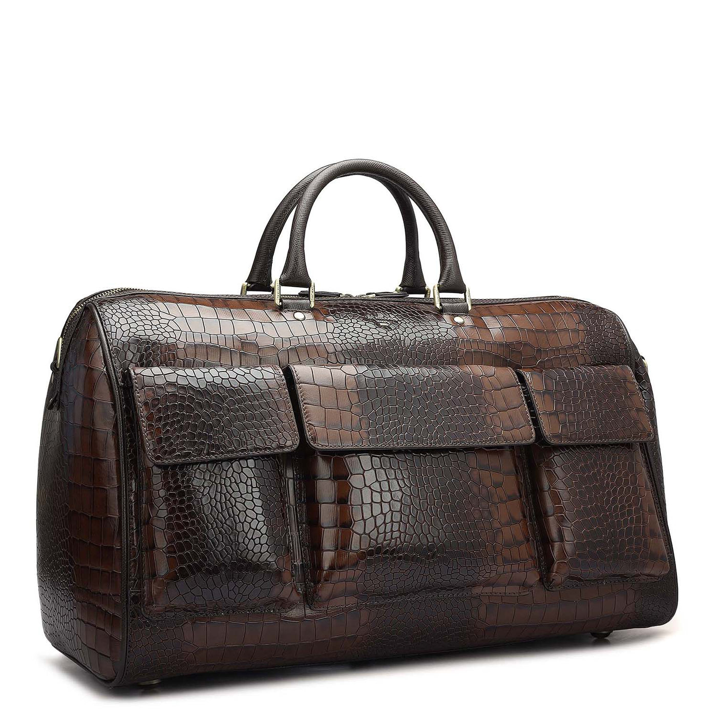 Croco Leather Luggage - Brown