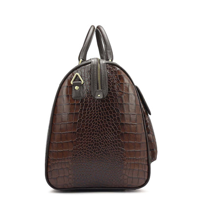 Croco Leather Luggage - Brown