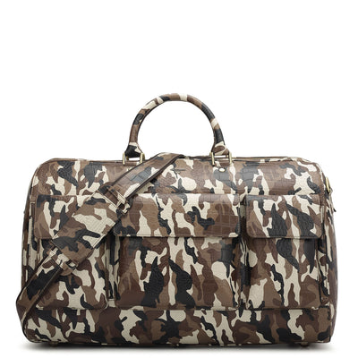 Camouflage Leather Luggage - Cognac & Black