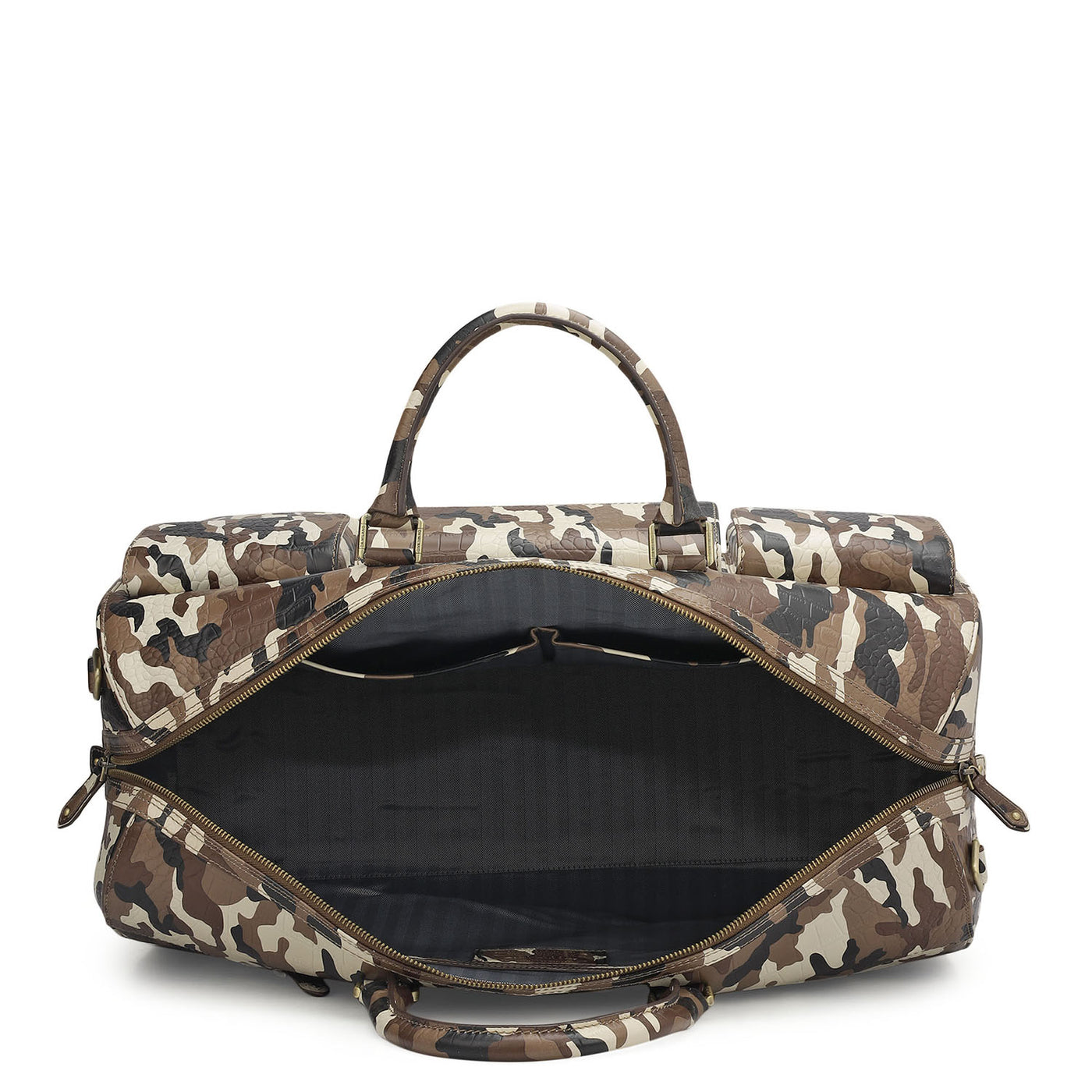 Camouflage Leather Luggage - Cognac & Black