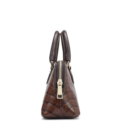 Small Croco Leather Sling - Brown