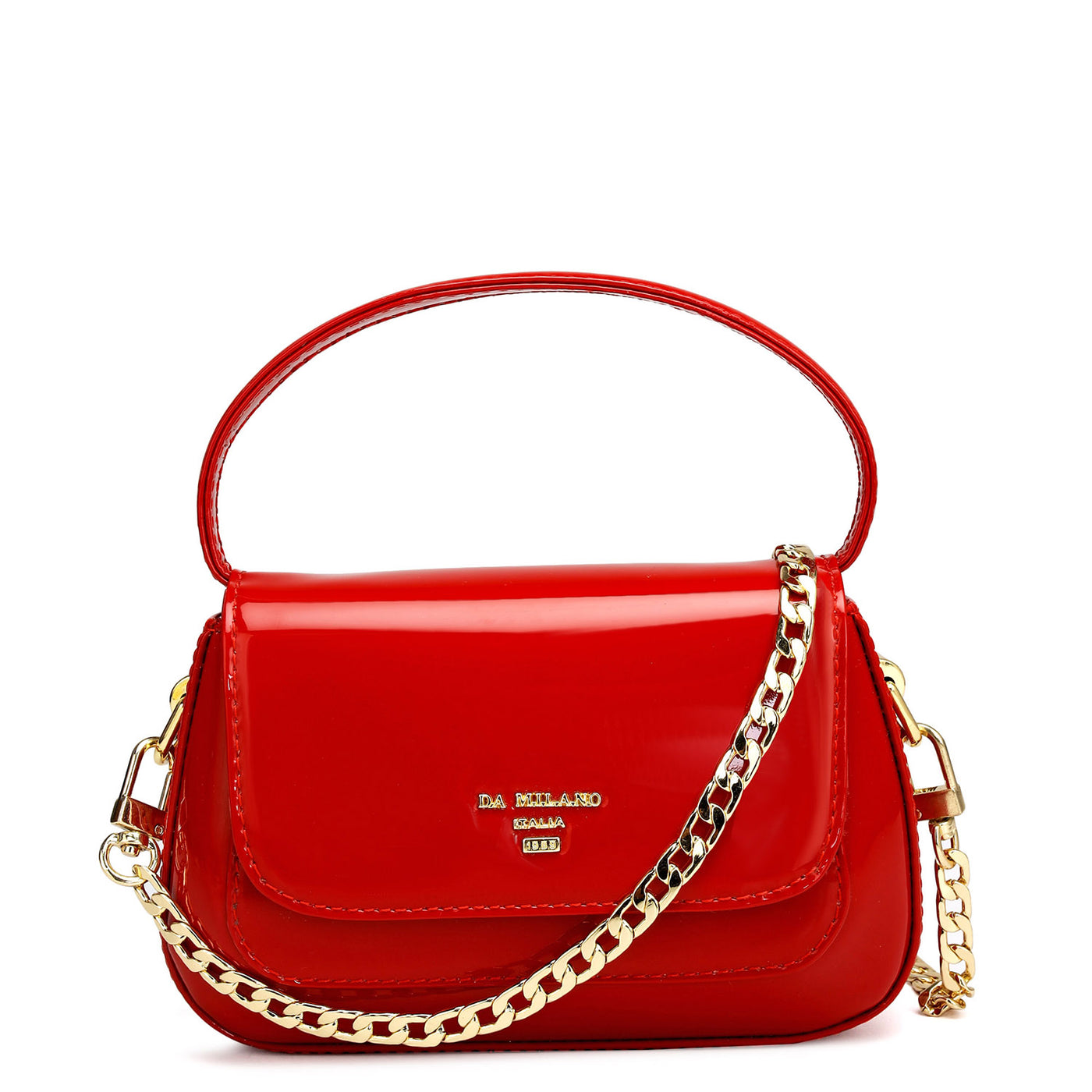 Small Patent Leather Satchel - Red