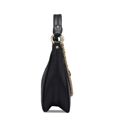 Small Wax Leather Sling - Black