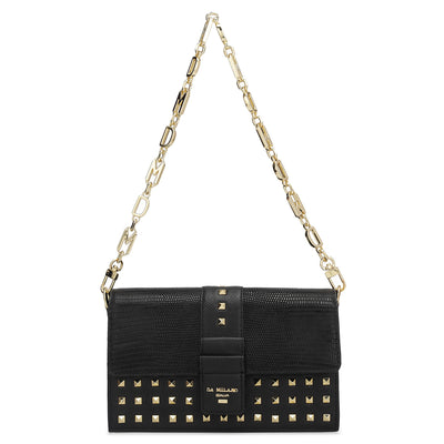 Small Lizard Franzy Leather Sling Bag - Black