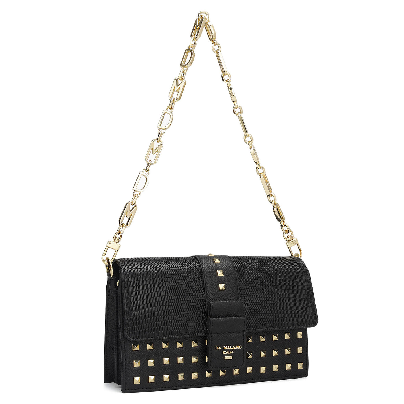 Small Lizard Franzy Leather Sling Bag - Black