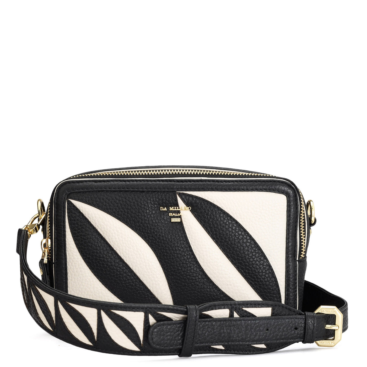 Small Wax Leather Sling - Black & Beige