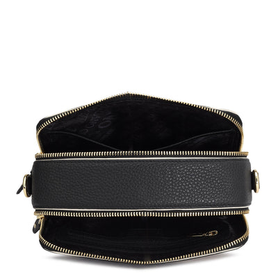 Small Wax Leather Sling - Black & Beige