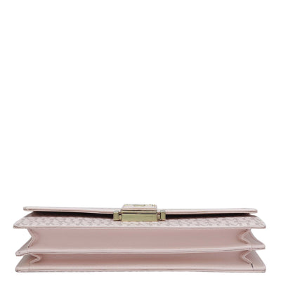 Monogram Leather Ladies Sling Wallet - Blush