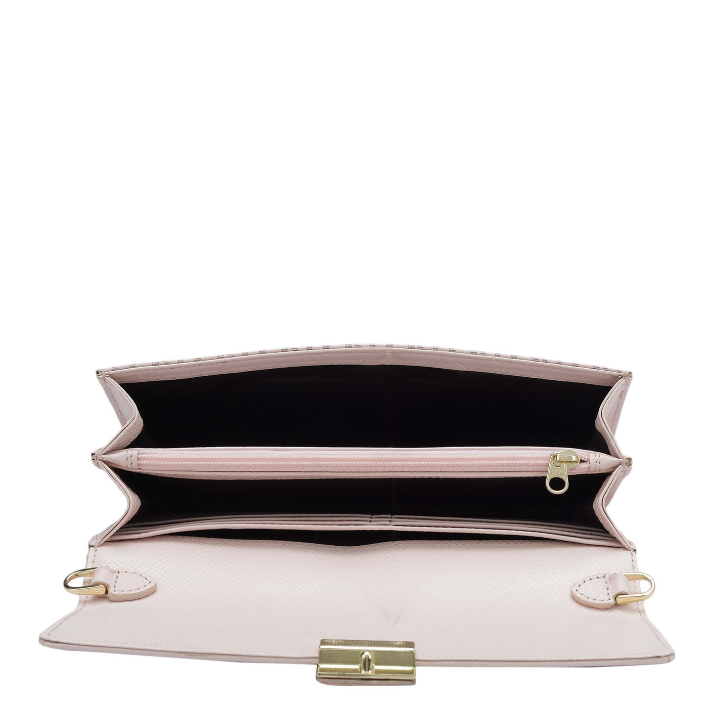 Monogram Leather Ladies Sling Wallet - Blush