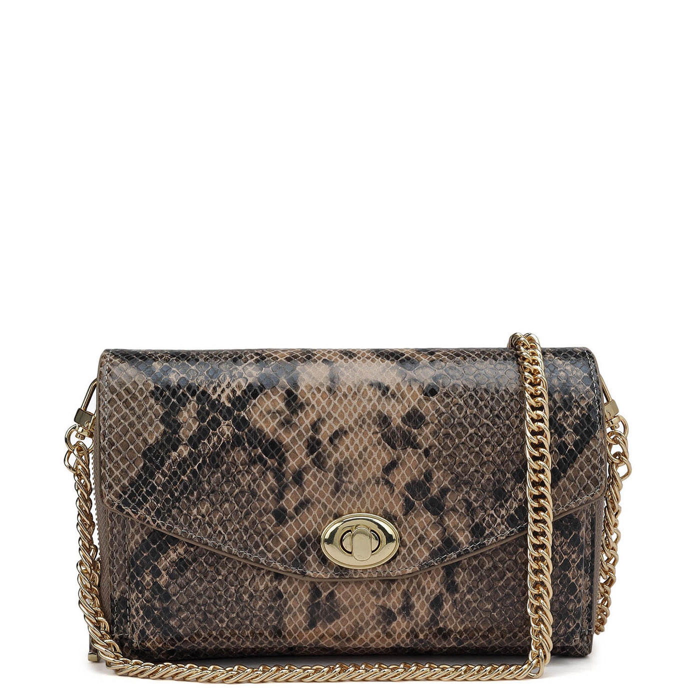 Snake Leather Ladies Sling Wallet - Taupe