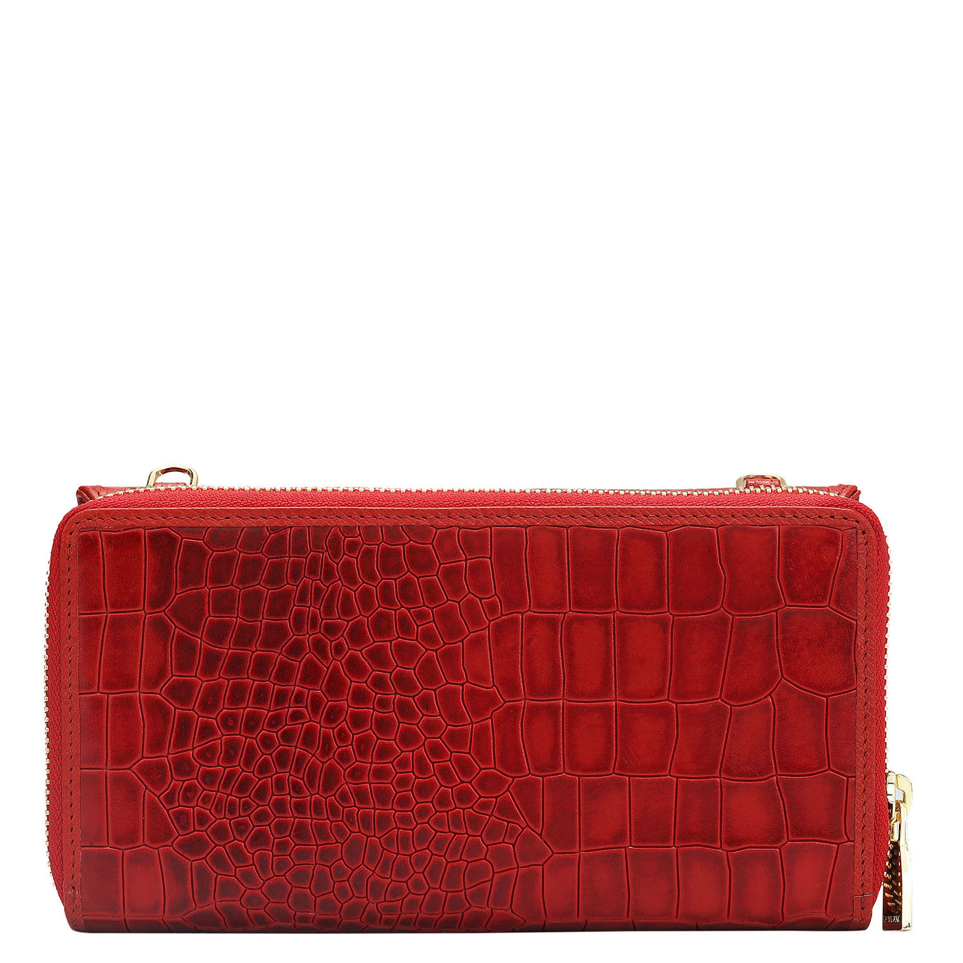 Croco Leather Ladies Wallet - Tomato