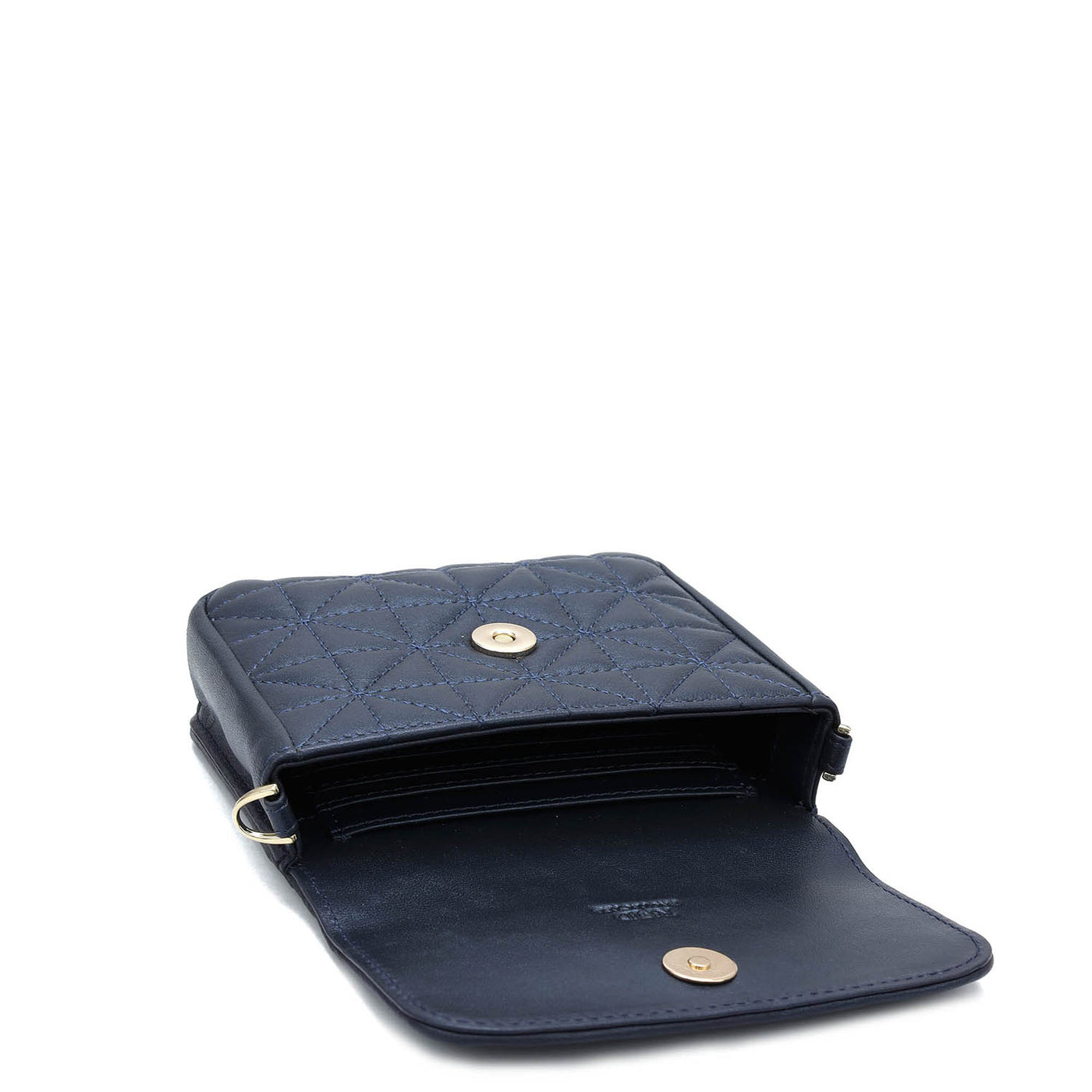 Quilting Leather Ladies Sling Wallet - Mid Night Blue