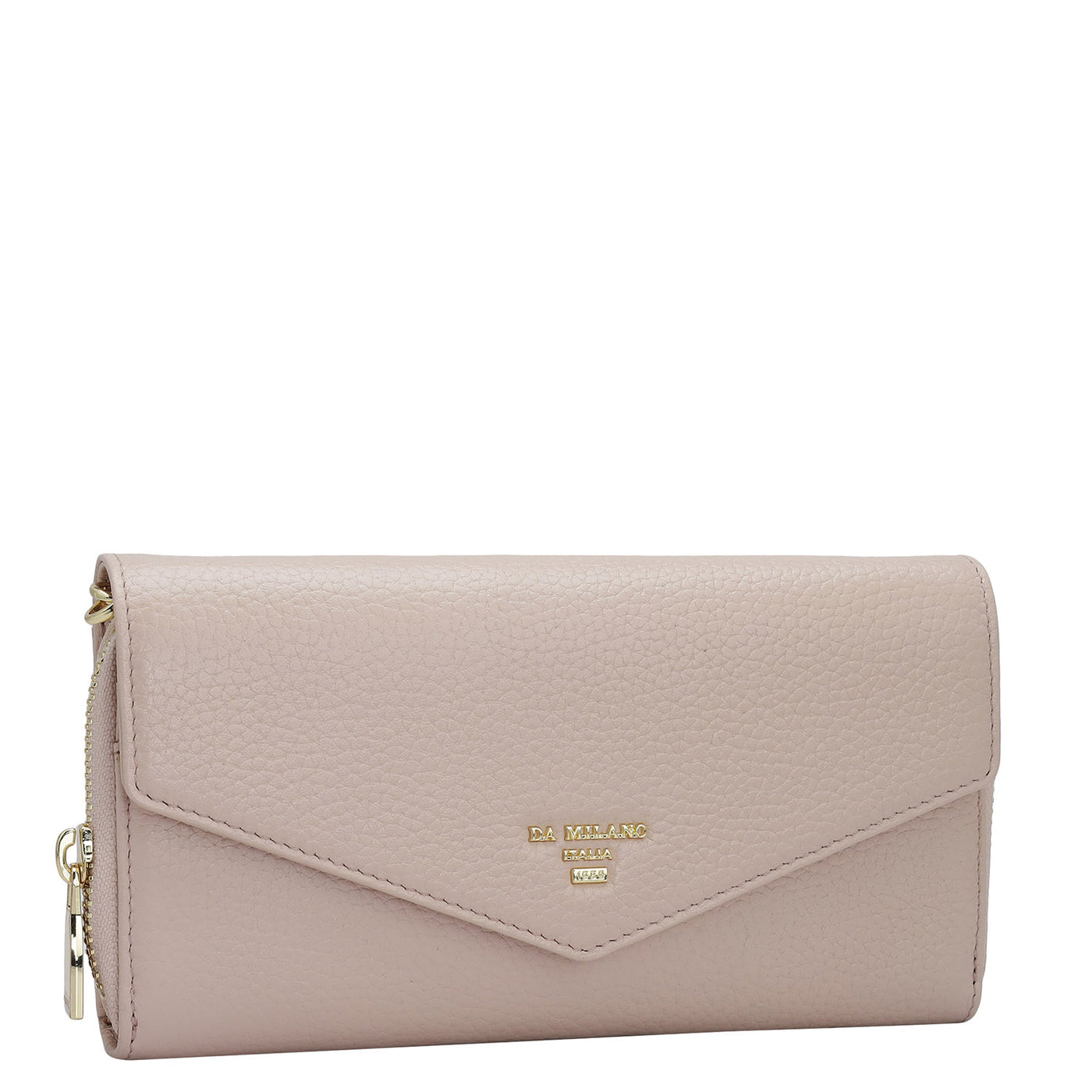 Wax Leather Ladies Sling Wallet - Baby Pink