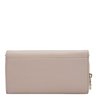 Wax Leather Ladies Sling Wallet - Baby Pink