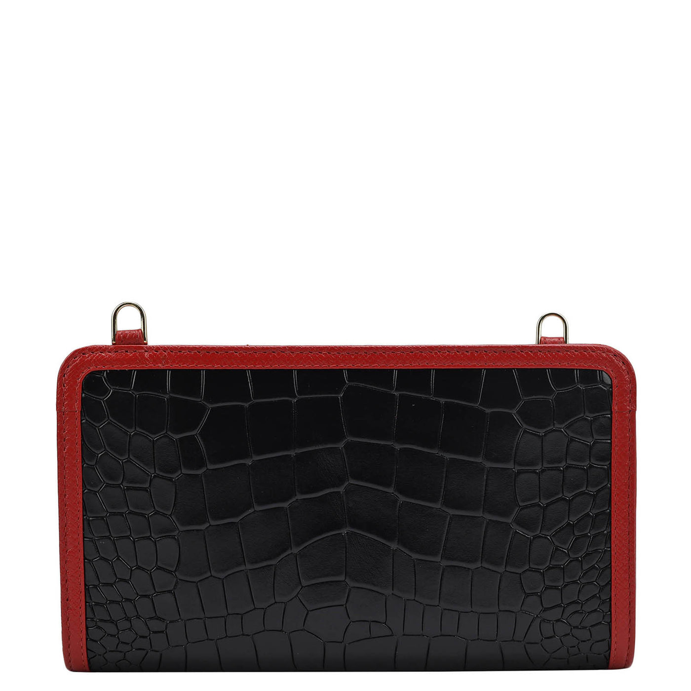 Croco Leather Ladies Sling Wallet - Black