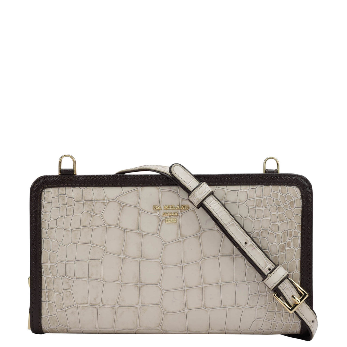 Croco Leather Ladies Sling Wallet - Frost