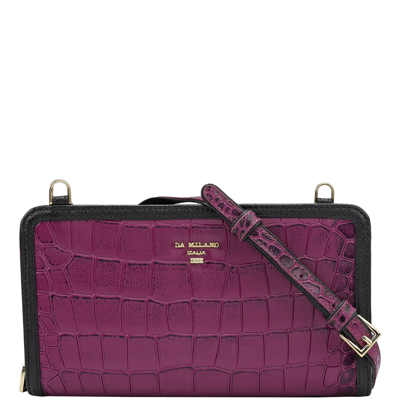 Croco Leather Ladies Sling Wallet - Orchid