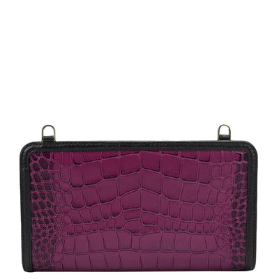 Croco Leather Ladies Sling Wallet - Orchid