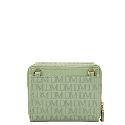 Monogram Leather Ladies Sling Wallet - Mint