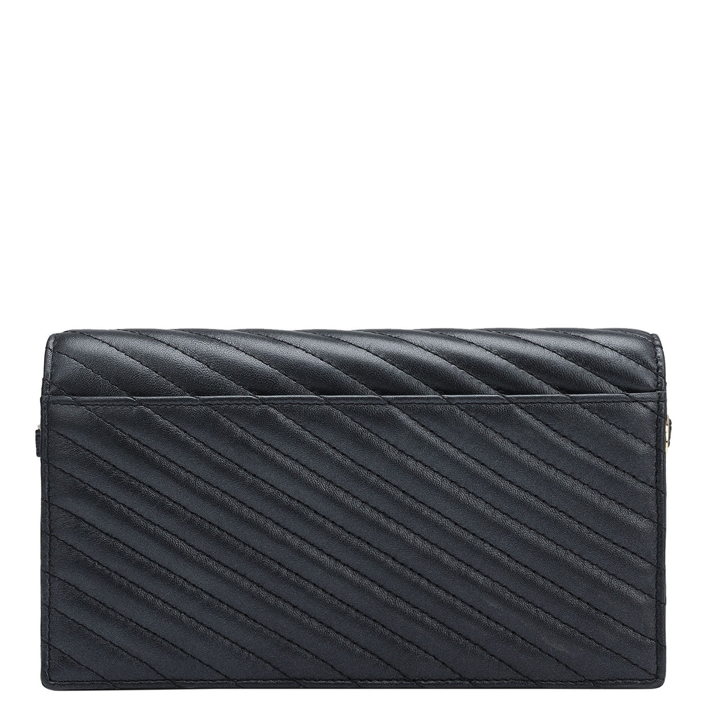 Quilting Leather Ladies Sling Wallet - Black