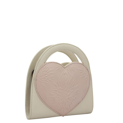 Plain Leather Ladies Sling Wallet - Off White & Pink