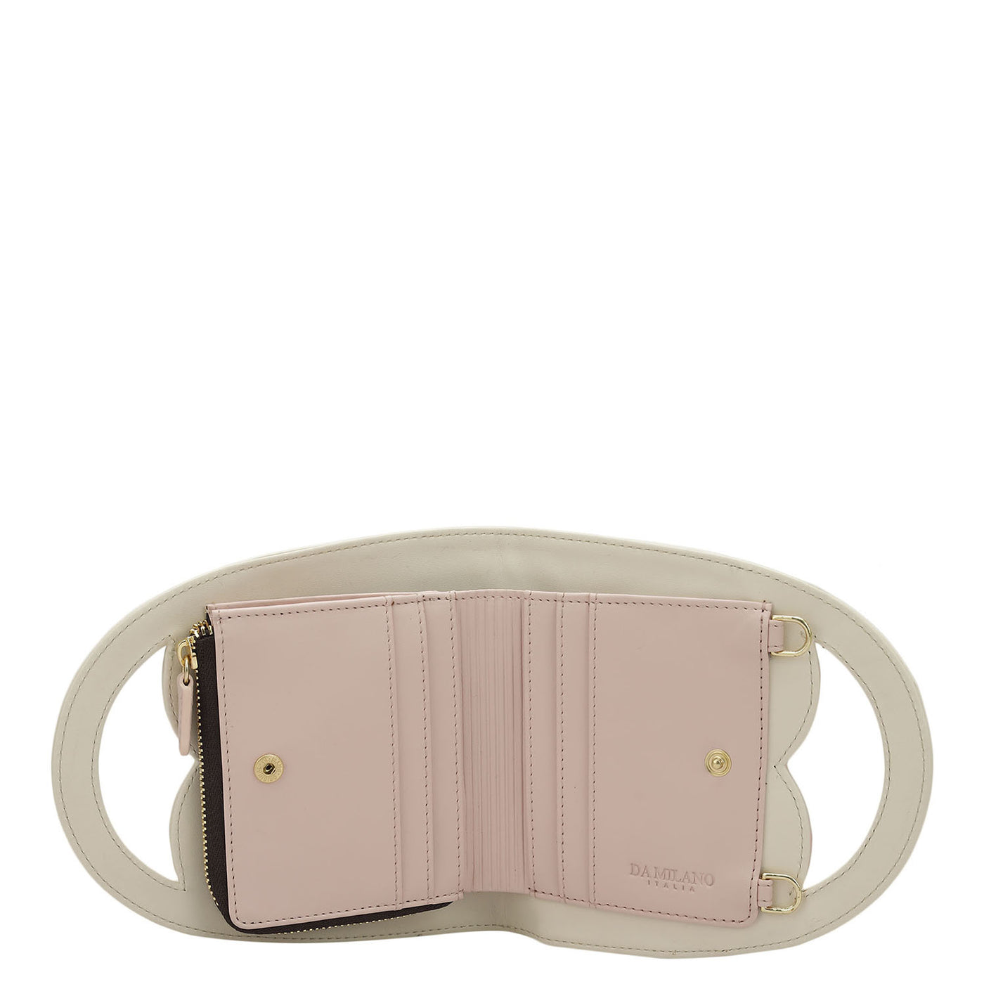 Plain Leather Ladies Sling Wallet - Off White & Pink