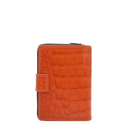 Croco Leather Ladies Wallet - Pumpkin