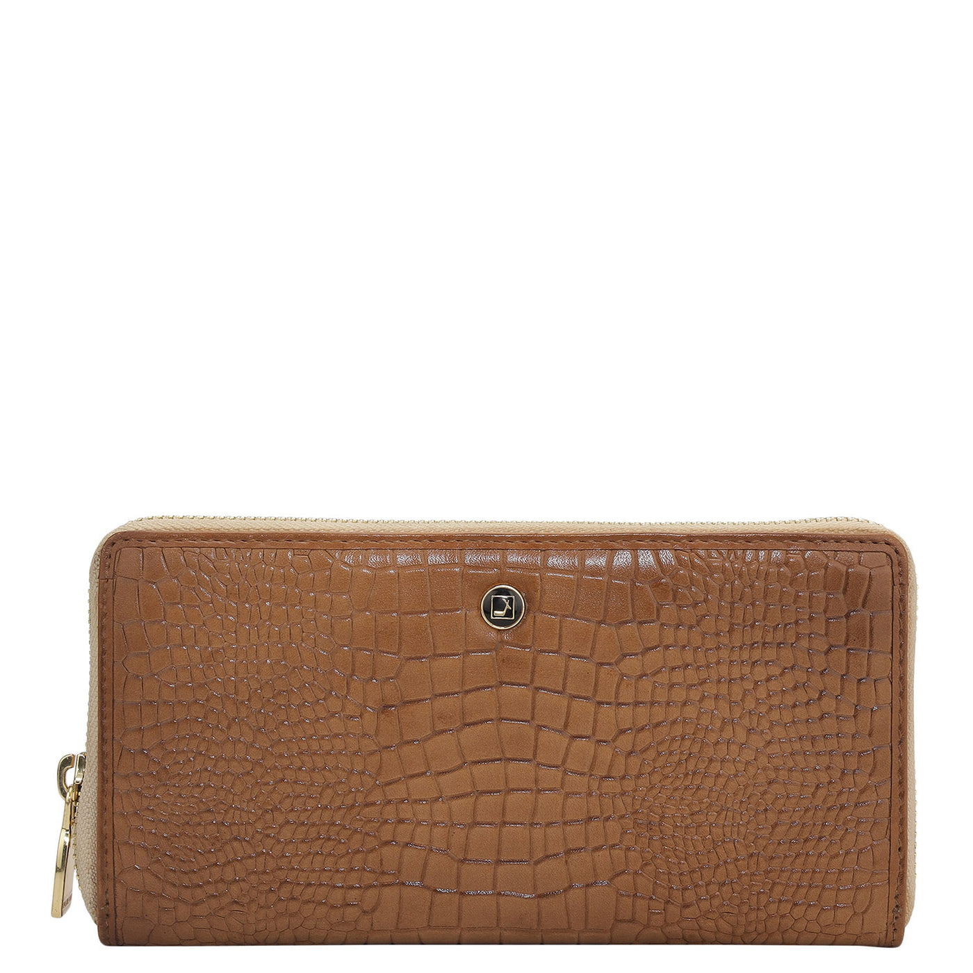 Croco Leather Ladies Wallet - Brown