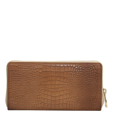 Croco Leather Ladies Wallet - Brown