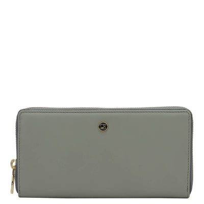 Plain Leather Ladies Wallet - Grey