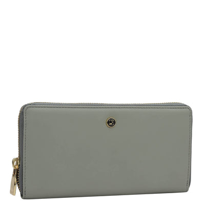 Plain Leather Ladies Wallet - Grey