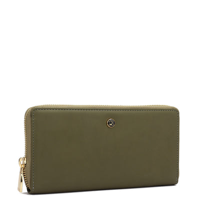 Plain Leather Ladies Wallet - Olive