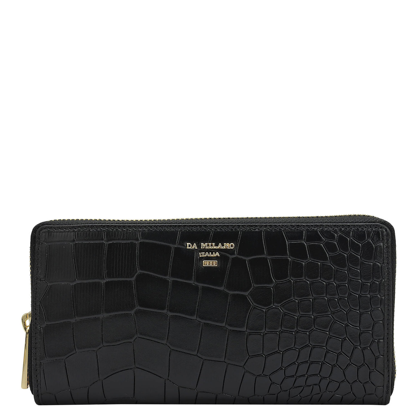 Croco Leather Ladies Wallet - Black