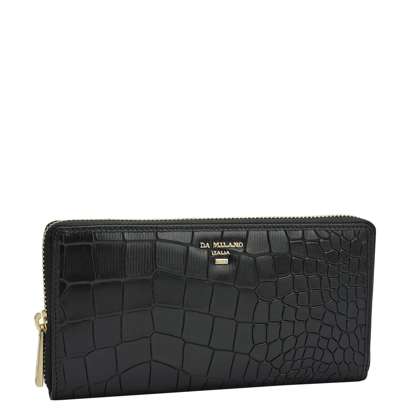 Croco Leather Ladies Wallet - Black