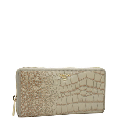 Croco Leather Ladies Wallet - Frost