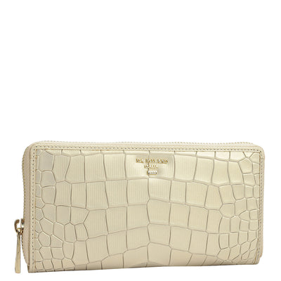 Croco Leather Ladies Wallet - Gold