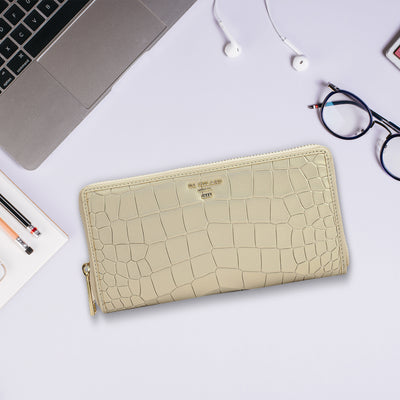 Croco Leather Ladies Wallet - Gold