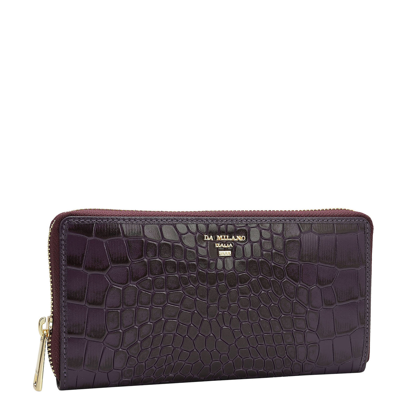 Croco Leather Ladies Wallet - Grapevine