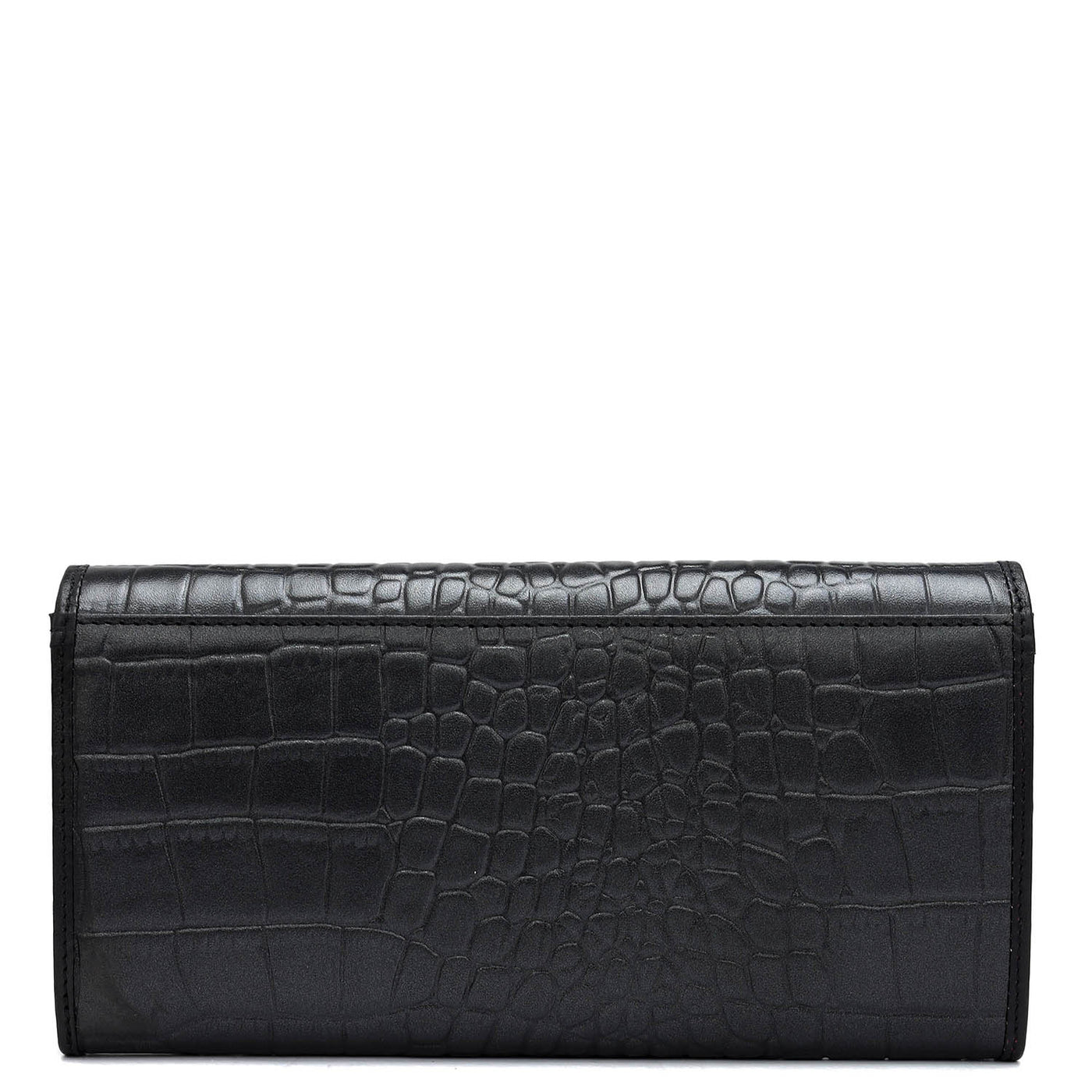 Croco Leather Ladies Wallet - Black