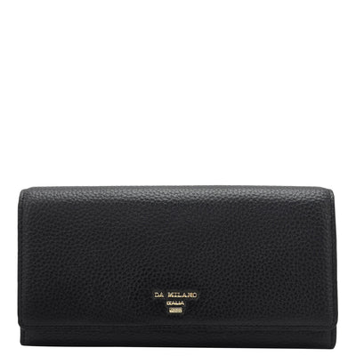 Wax Leather Ladies Wallet - Black