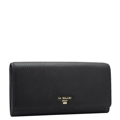 Wax Leather Ladies Wallet - Black