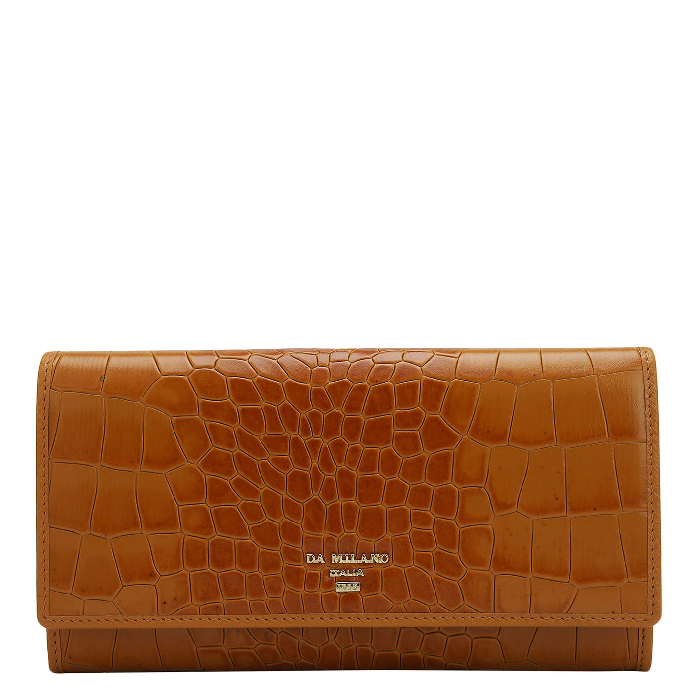 Croco Leather Ladies Wallet - Flame