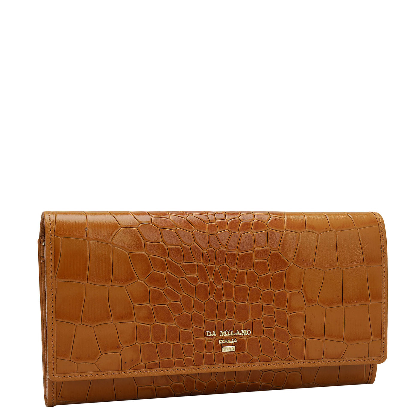 Croco Leather Ladies Wallet - Flame