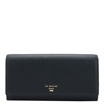 Wax Leather Ladies Wallet - Navy