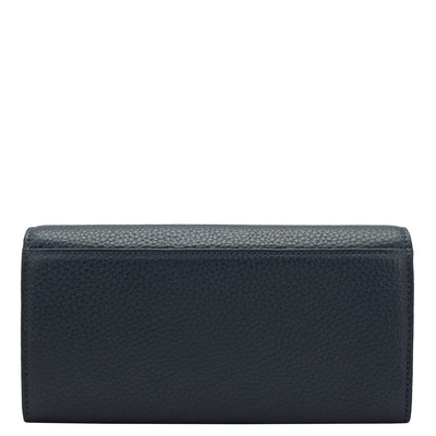 Wax Leather Ladies Wallet - Navy