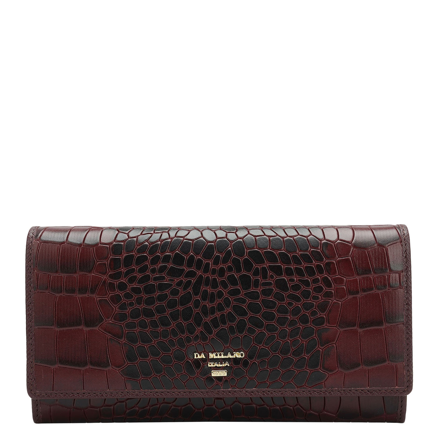 Croco Leather Ladies Wallet - Wine