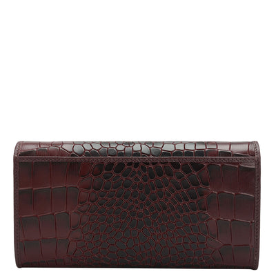 Croco Leather Ladies Wallet - Wine